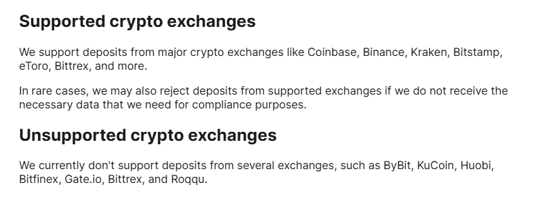 Revolut supported crypto exchanges